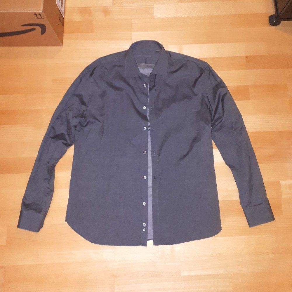 John Varvatos Dark Grey Dress Shirt Italy (Large, 17 neck)